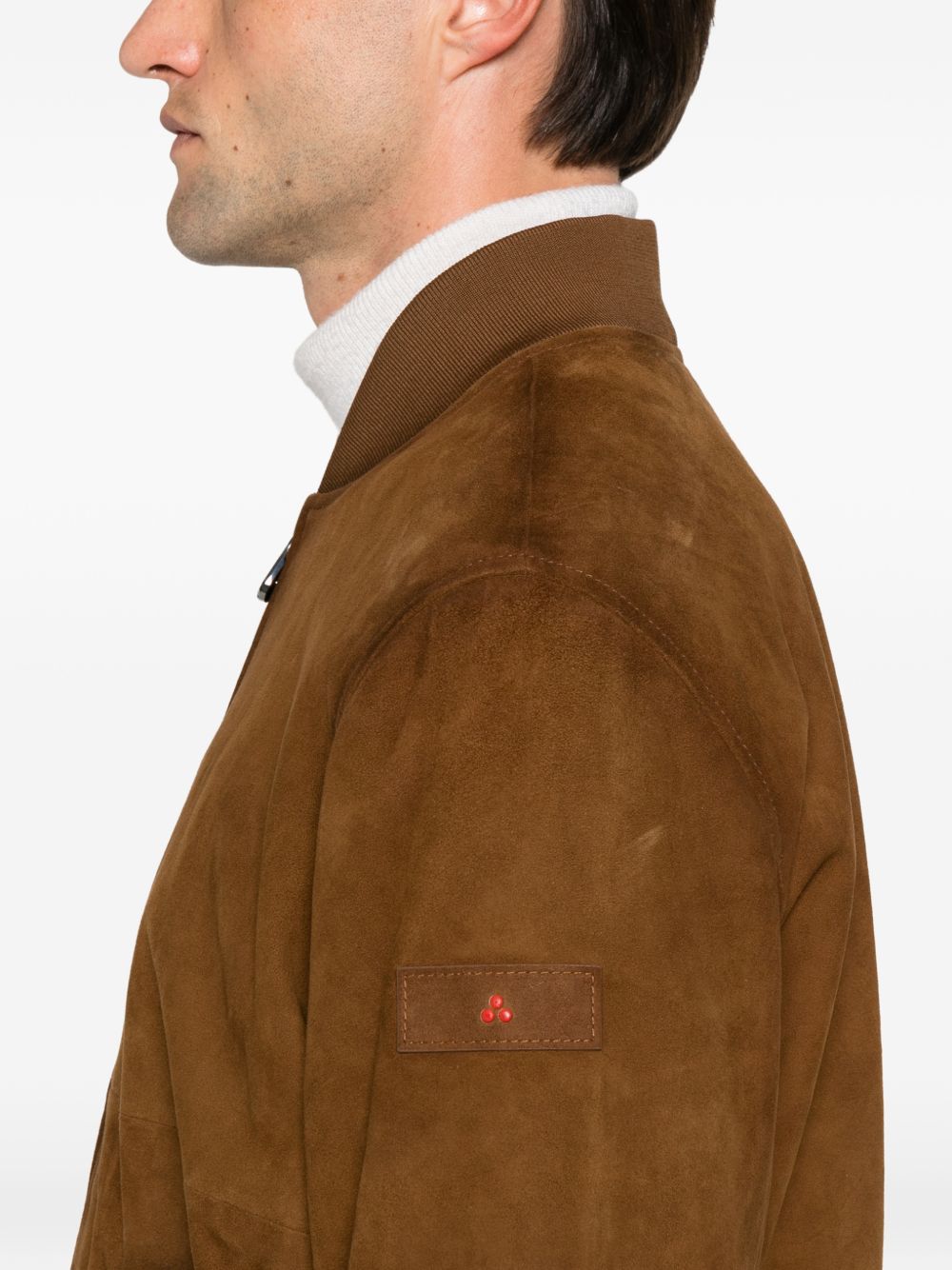 PEUTEREY Giacca Bomber in Pelle Scamosciata Marrone