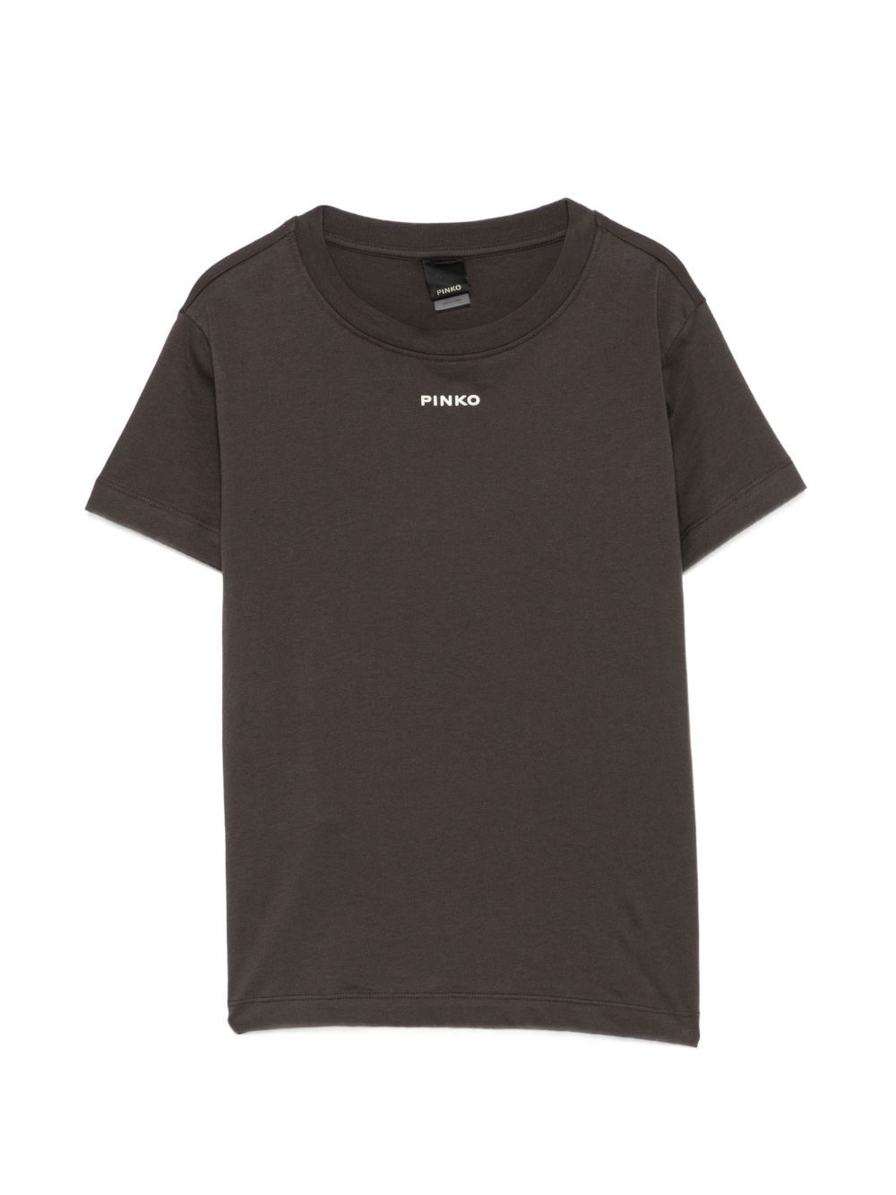 PINKO T-shirt basic marrone in cotone a maniche corte