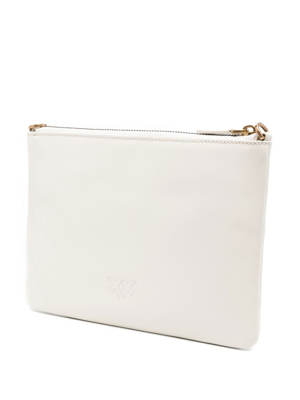PINKO Borsa Flat Classic avorio in pelle con dettagli oro