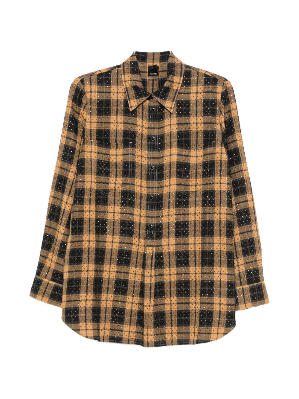 PINKO Camicia a quadretti marroni e arancioni Barbellino