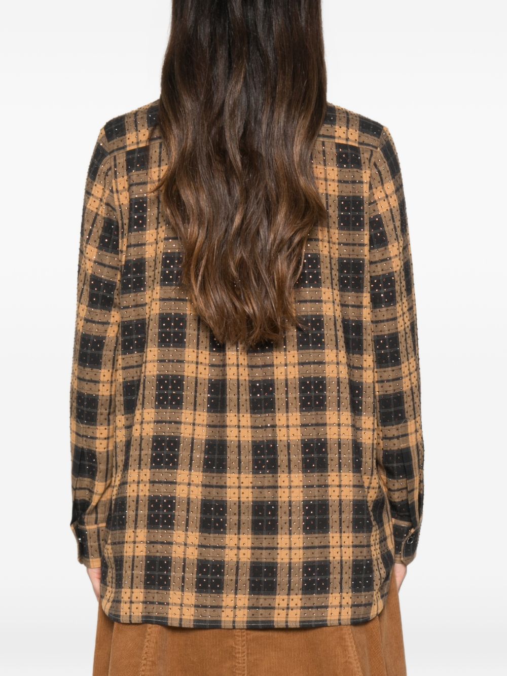 PINKO Camicia a quadretti marroni e arancioni Barbellino