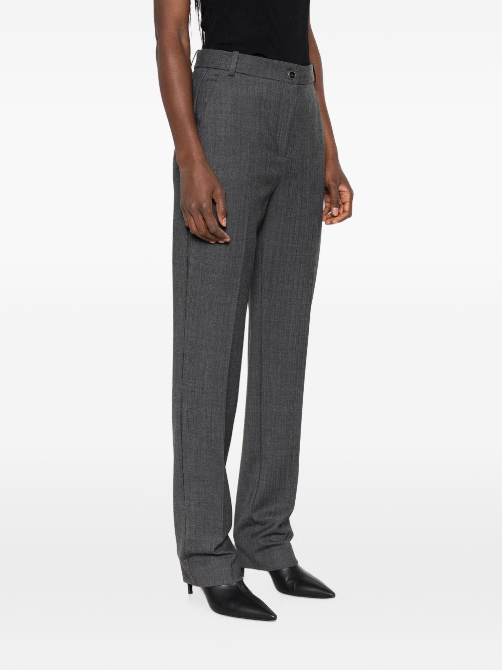 PINKO Pantalone grigio con pinces in misto lana