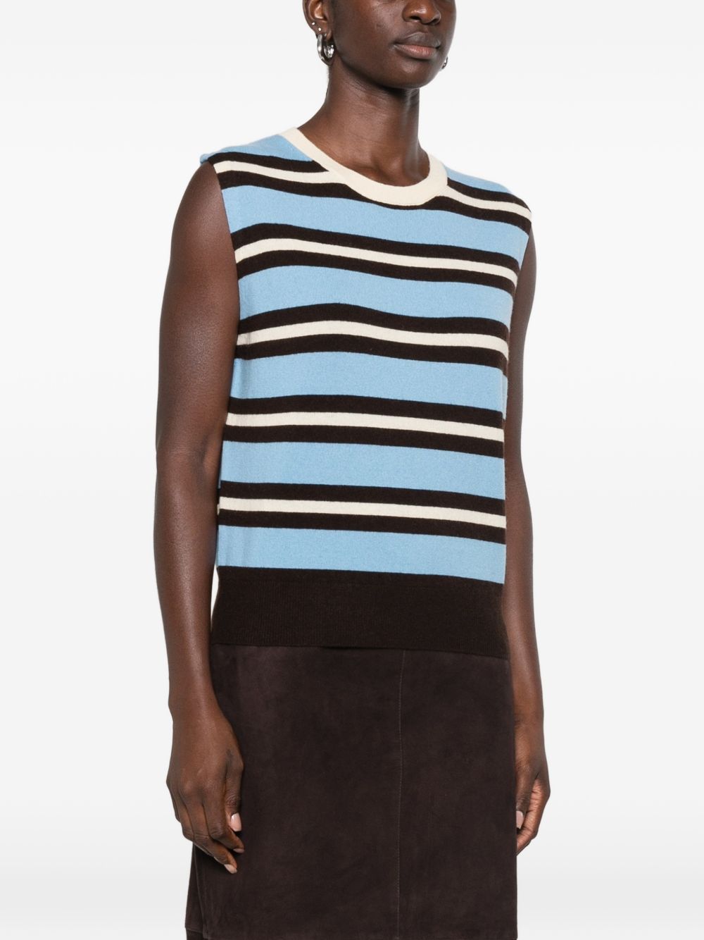 PINKO Gilet Stoccolma in lana a righe celesti