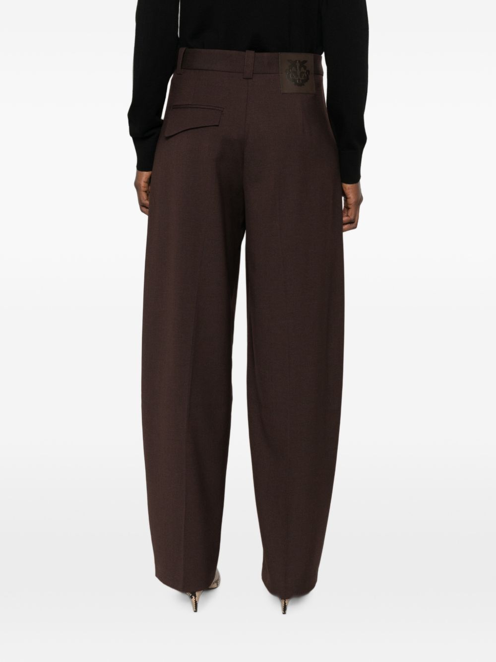 PINKO Pantaloni marroni Balbino casual eleganti a vita alta e wide leg