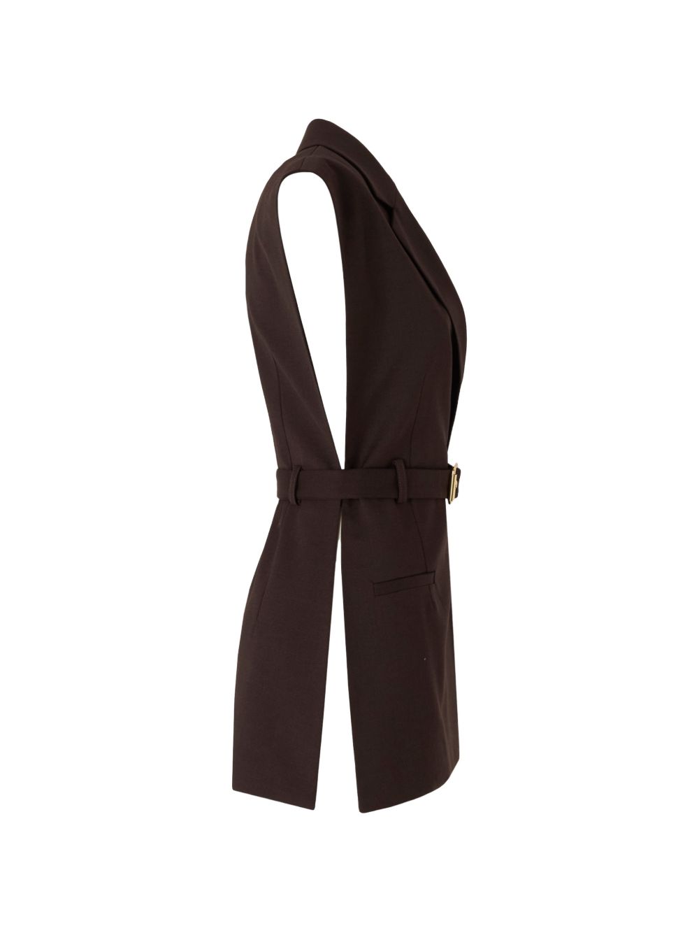 PINKO Gilet marrone elegante Nuraqus strutturato con cintura in vita