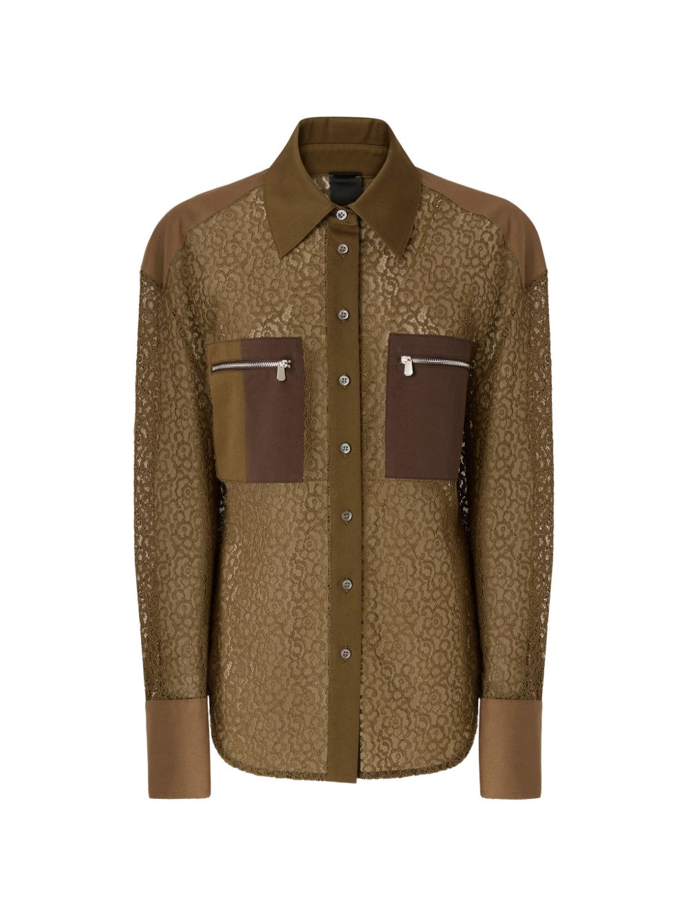 PINKO Camicia marrone semitrasparente Magliocco con tasche