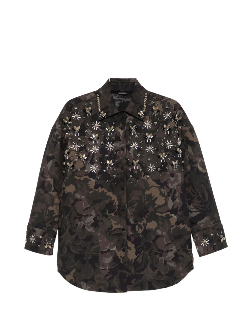 PINKO Giacca verde Barengo con design floreale impreziosito da strass