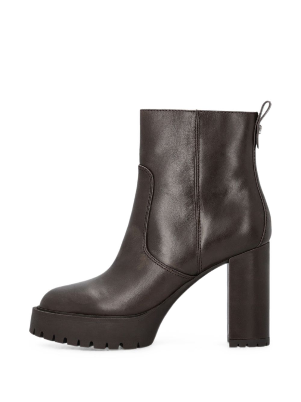 PINKO Stivaletto Clara marrone in pelle con tacco e plateau