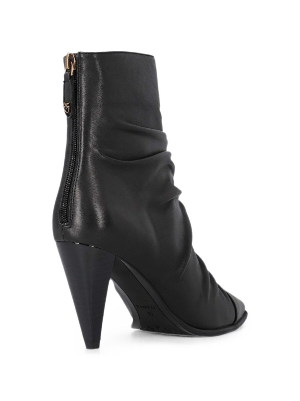 PINKO Stivaletto Vane nero in pelle con design drappeggiato