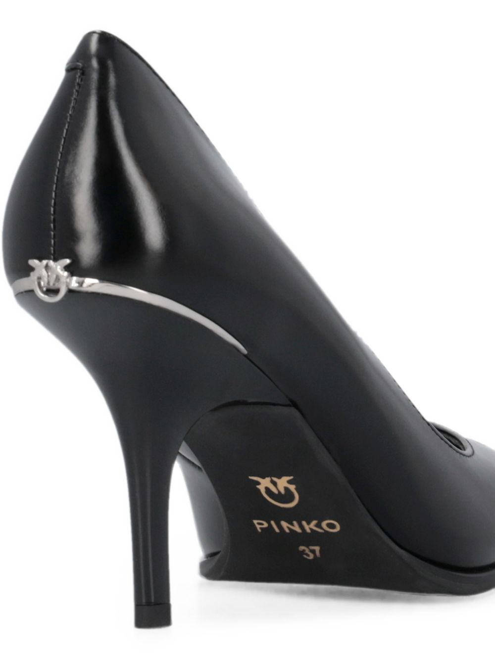 PINKO Décolleté Lady nere in pelle lucida con dettaglio argento sul tallone