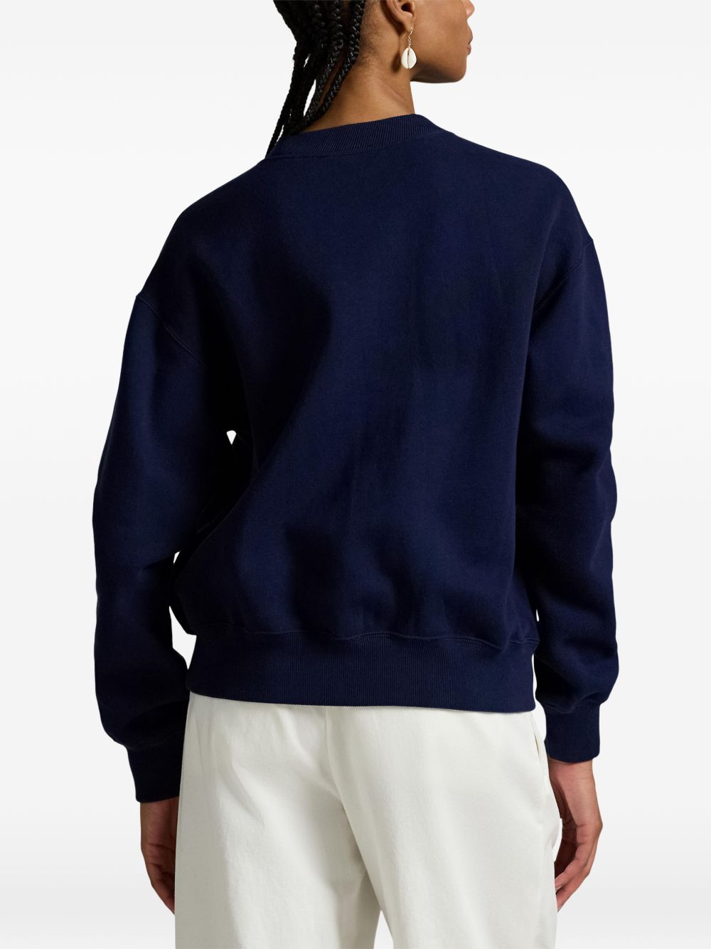 POLO RALPH LAUREN Maglia girocollo blu con logo ricamato
