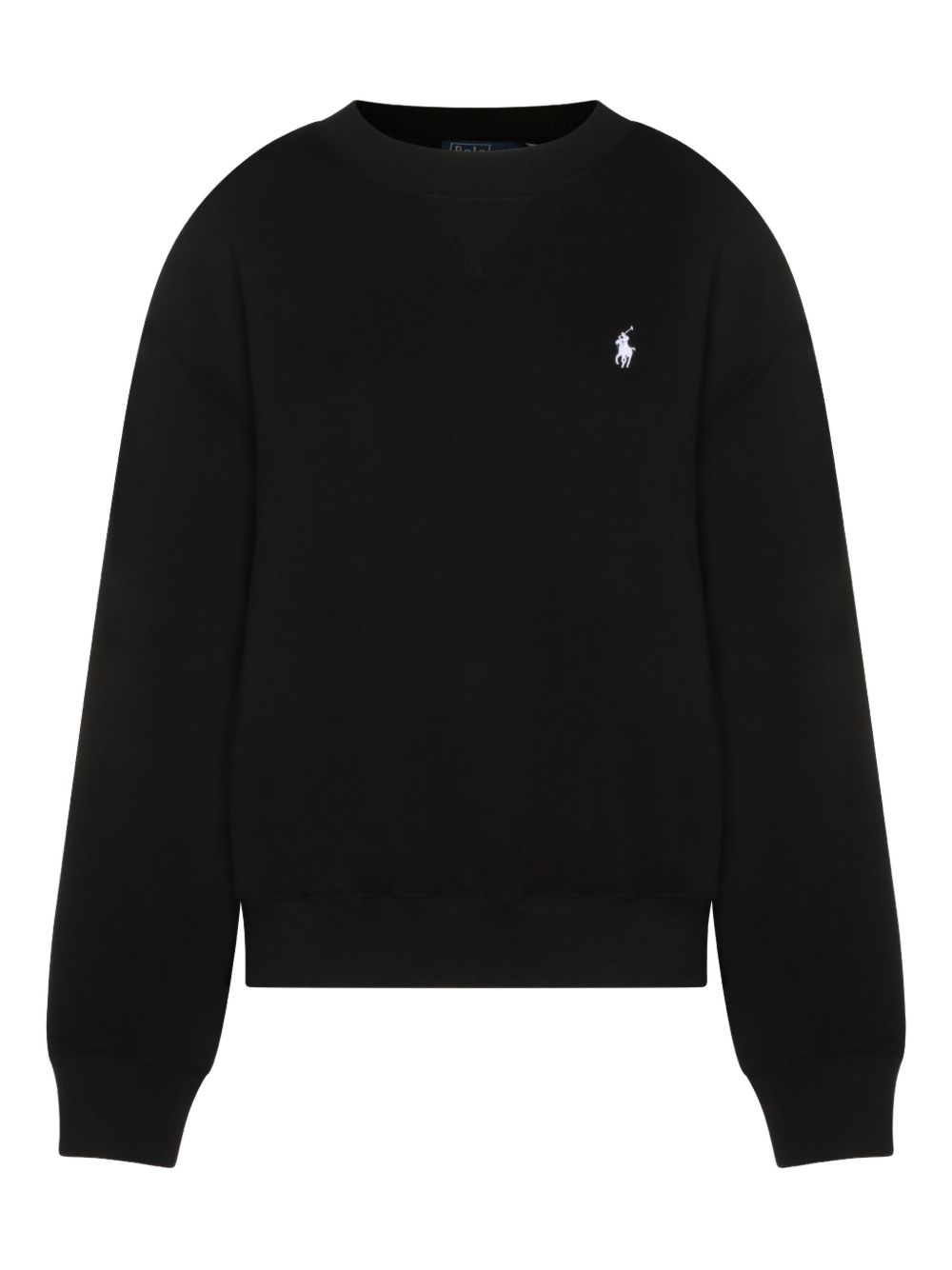 POLO RALPH LAUREN Maglia girocollo nera con logo ricamato
