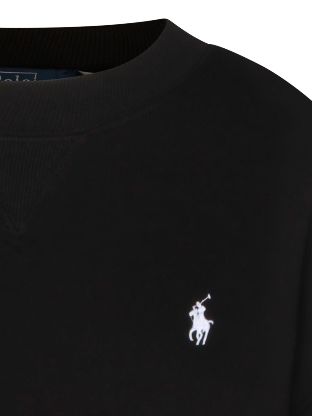 POLO RALPH LAUREN Maglia girocollo nera con logo ricamato