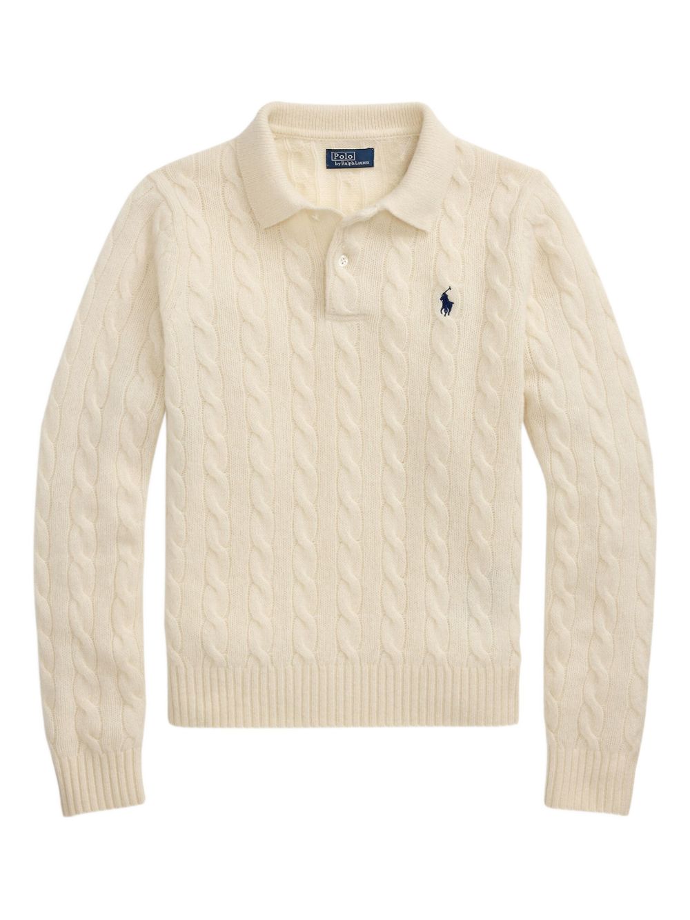 POLO RALPH LAUREN Maglia panna in lana con texture a trecce da donna