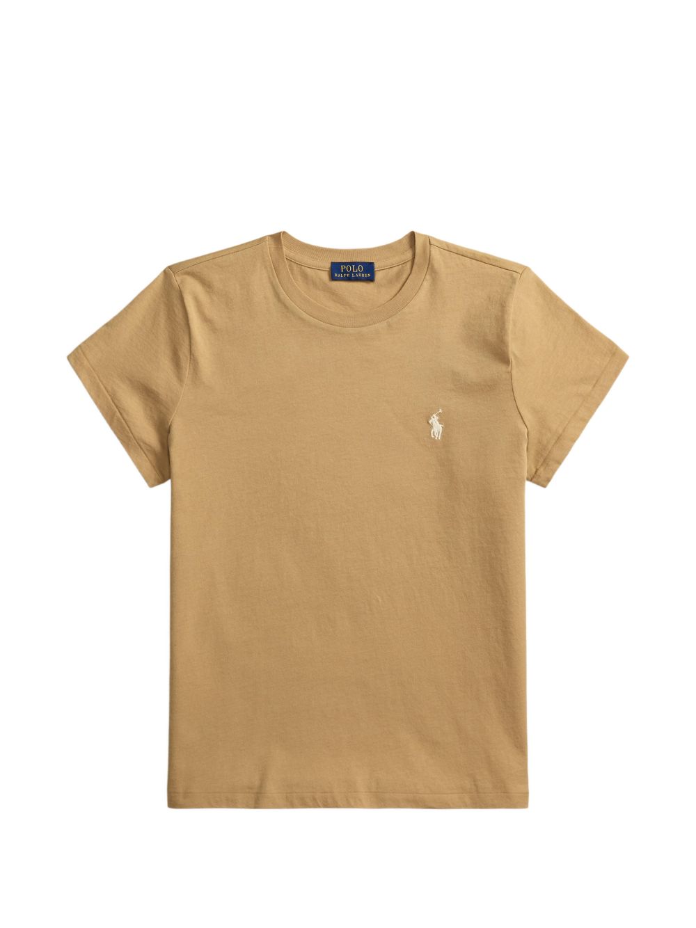 POLO RALPH LAUREN T-shirt cammello in puro cotone con logo ricamato
