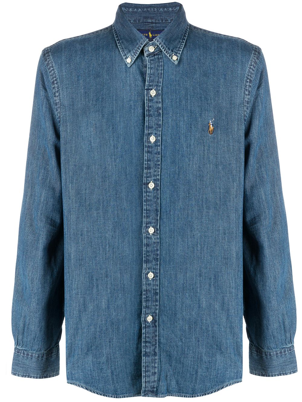 POLO RALPH LAUREN Camicia di jeans con logo ricamato da uomo firmato Polo Ralph Lauren<BR/>