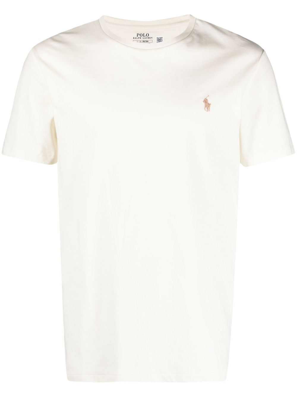 POLO RALPH LAUREN T-shirt panna con logo sul petto