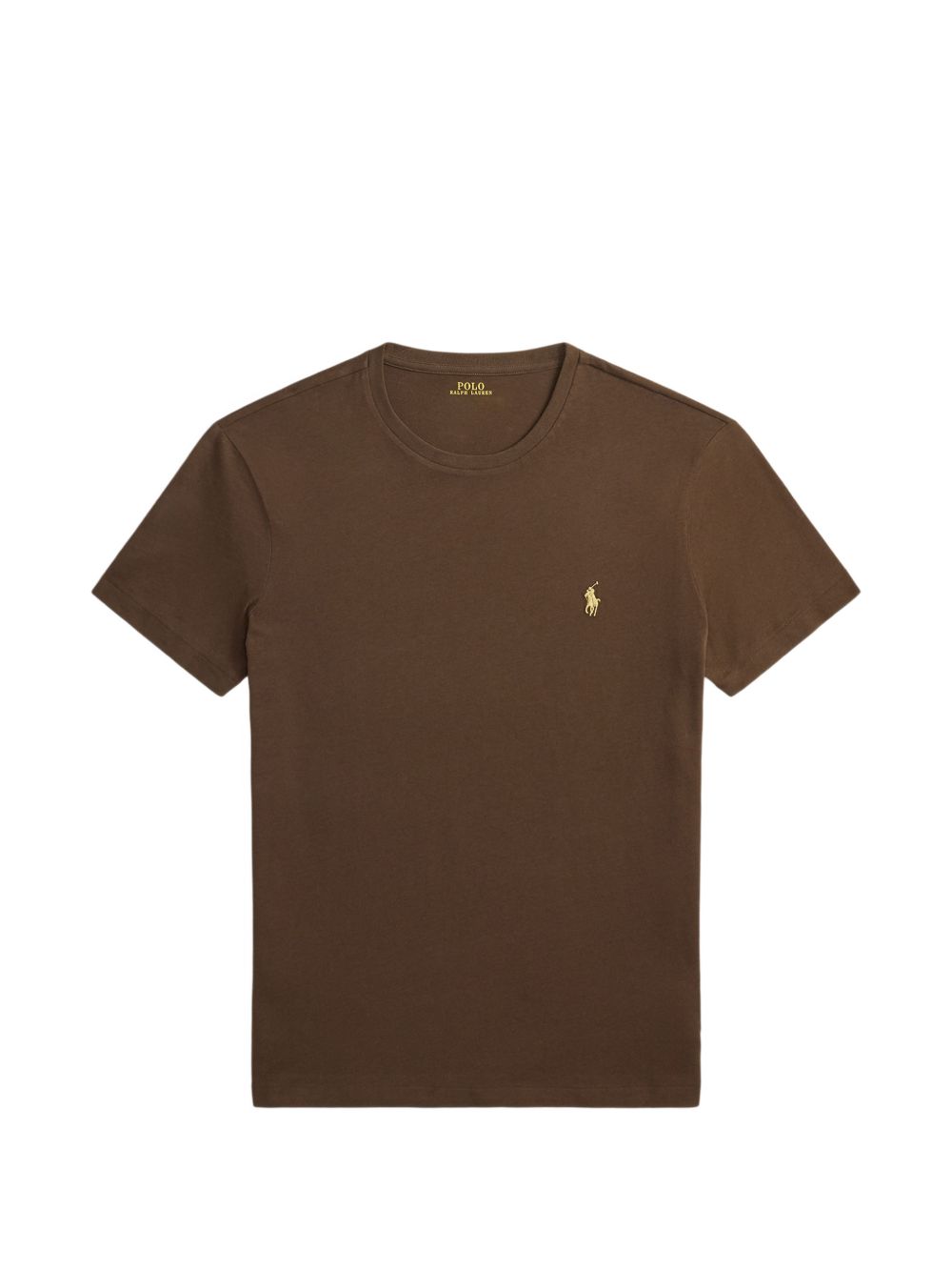 POLO RALPH LAUREN T-shirt marrone in cotone con logo sul petto firmata Polo Ralph Lauren