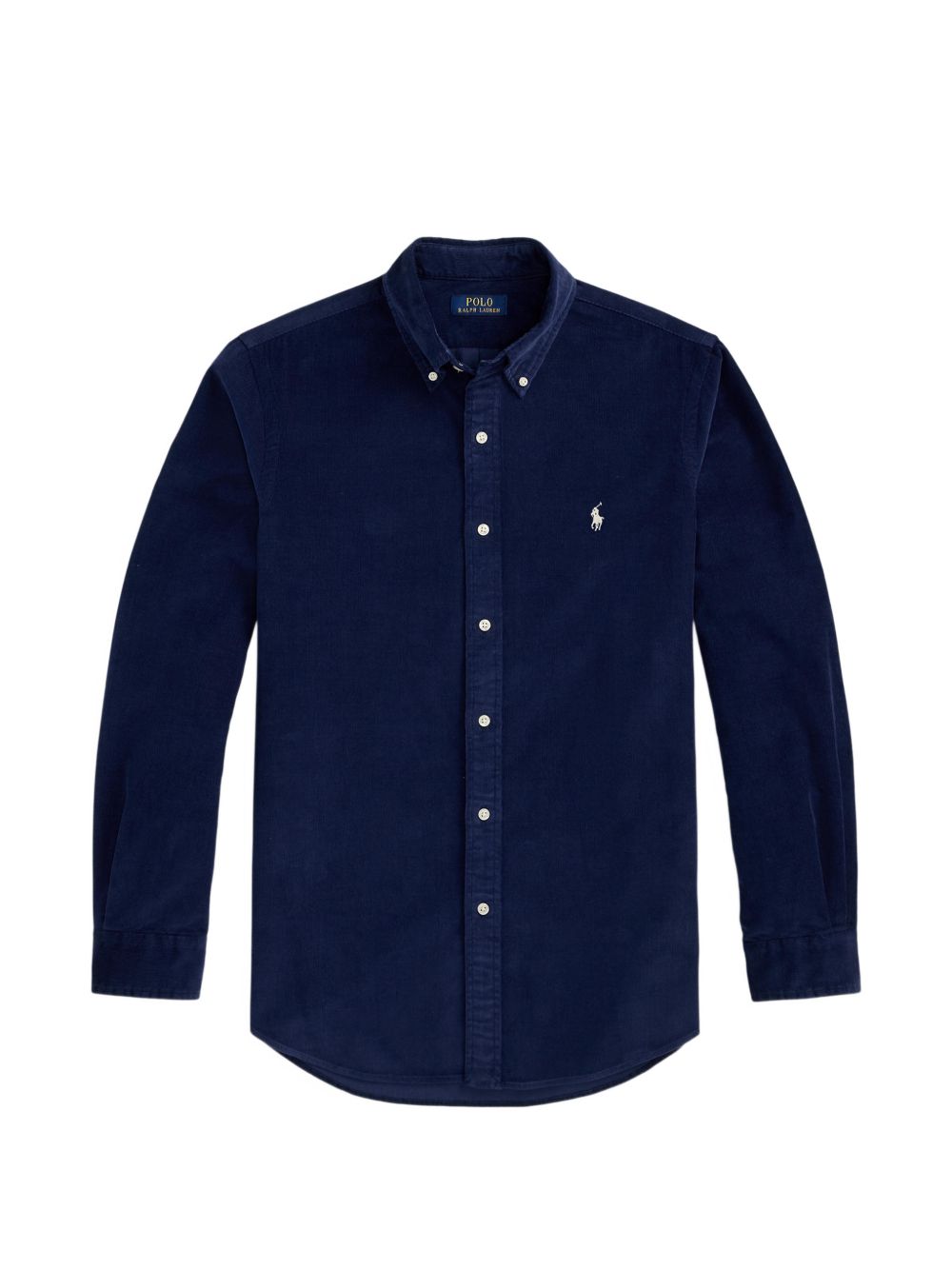 POLO RALPH LAUREN Camicia blu in velluto con logo ricamato