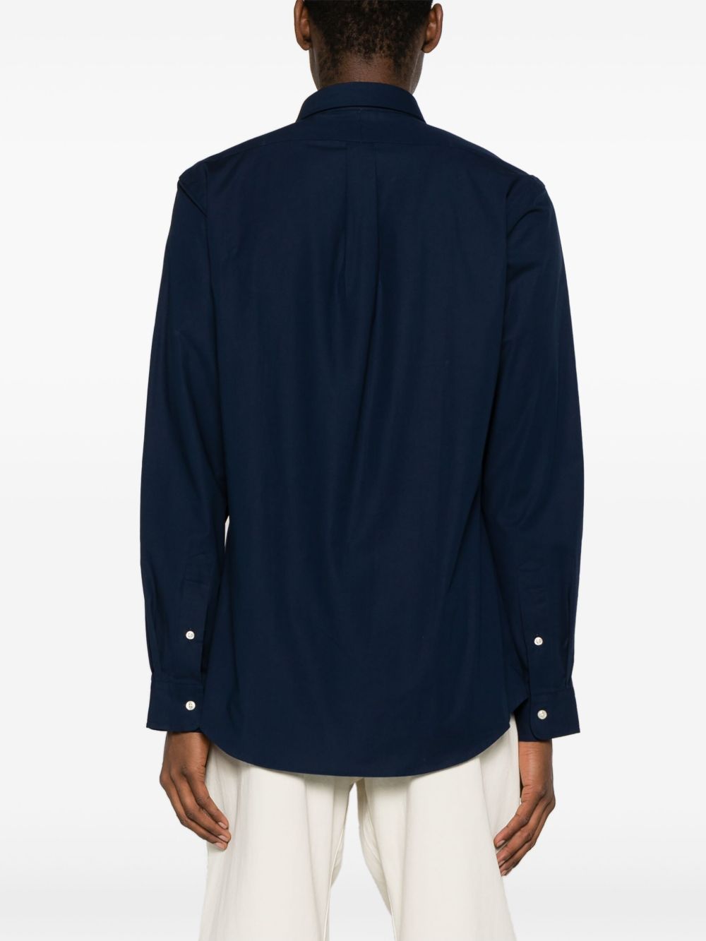 POLO RALPH LAUREN Camicia in cotone blu con cavallino celeste