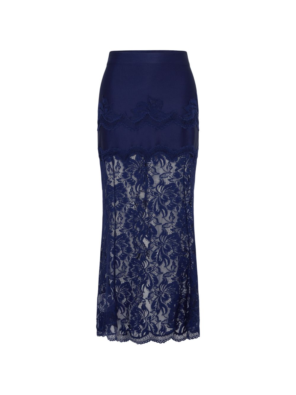RABANNE Gonna midi in pizzo blu navy