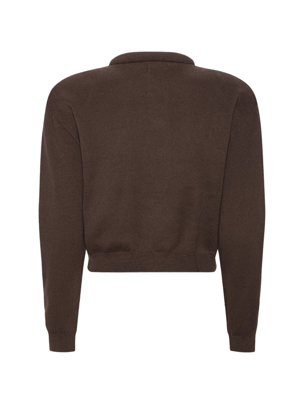 ROTATE Cardigan Firm Knit crop in cotone e cashmere marrone