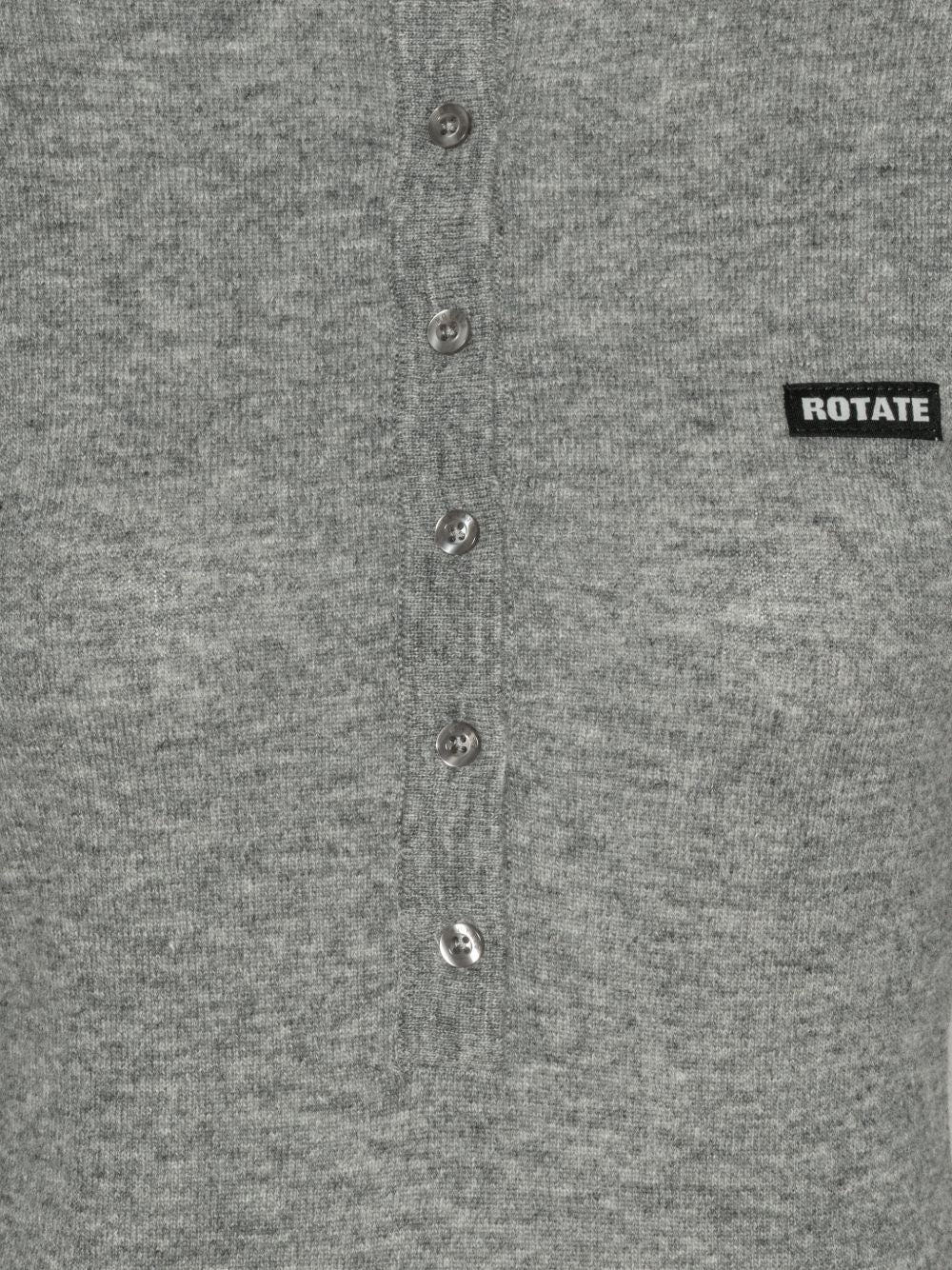 ROTATE Polo in maglia grigio mélange in lana merino e cashmere