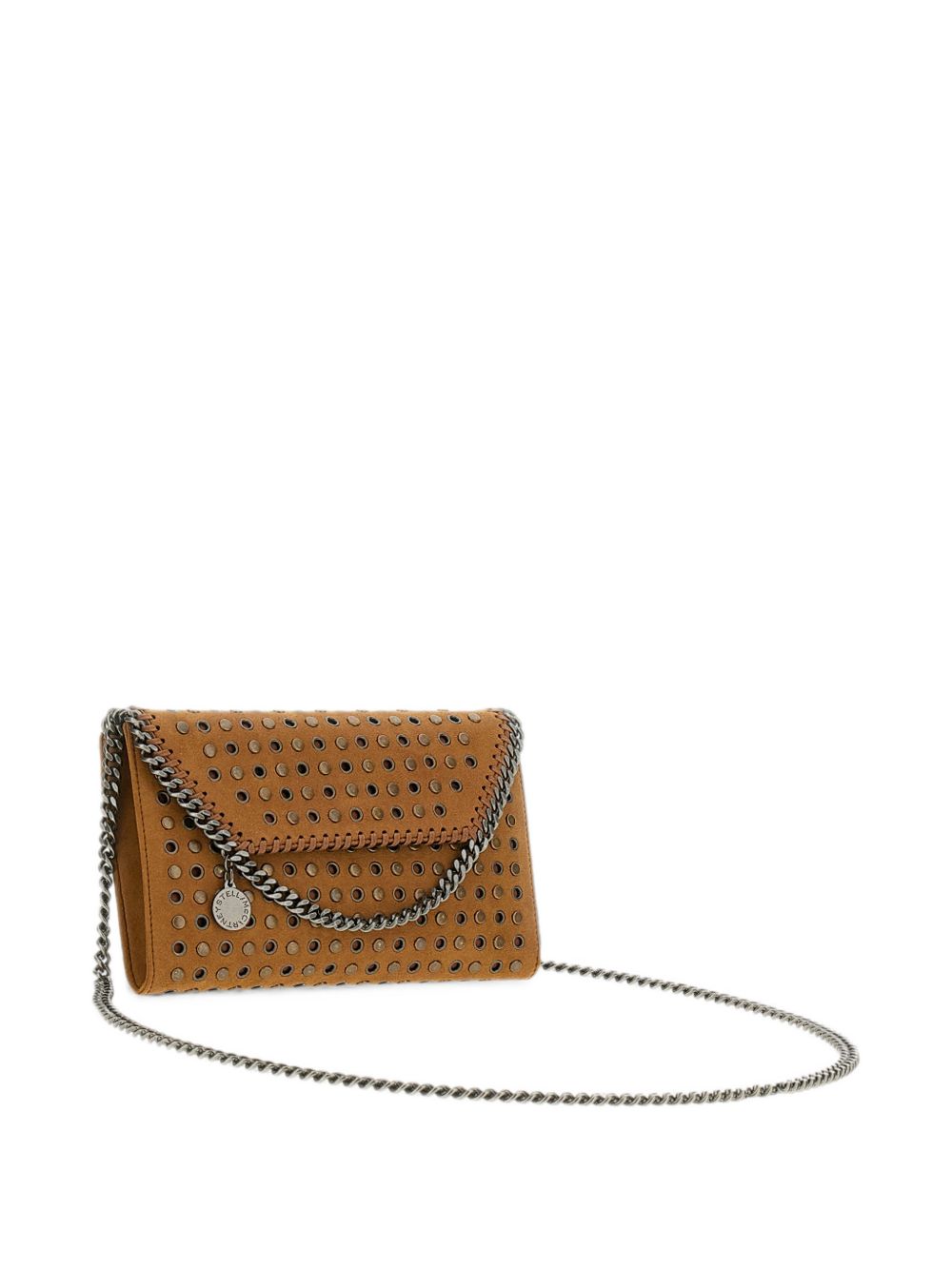STELLA MCCARTNEY Borsa wallet crossbody cammello con borchie