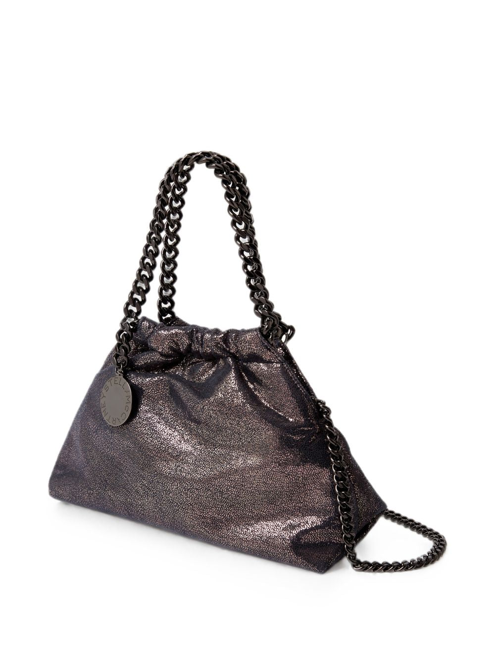 STELLA MCCARTNEY Borsa Falabella Mini Drawstring blu in materiale vegano