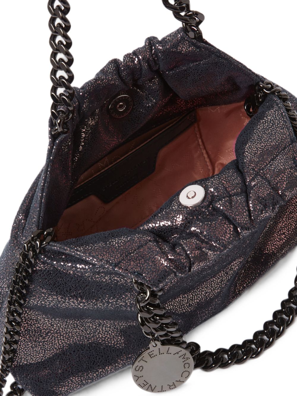 STELLA MCCARTNEY Borsa Falabella Mini Drawstring blu in materiale vegano