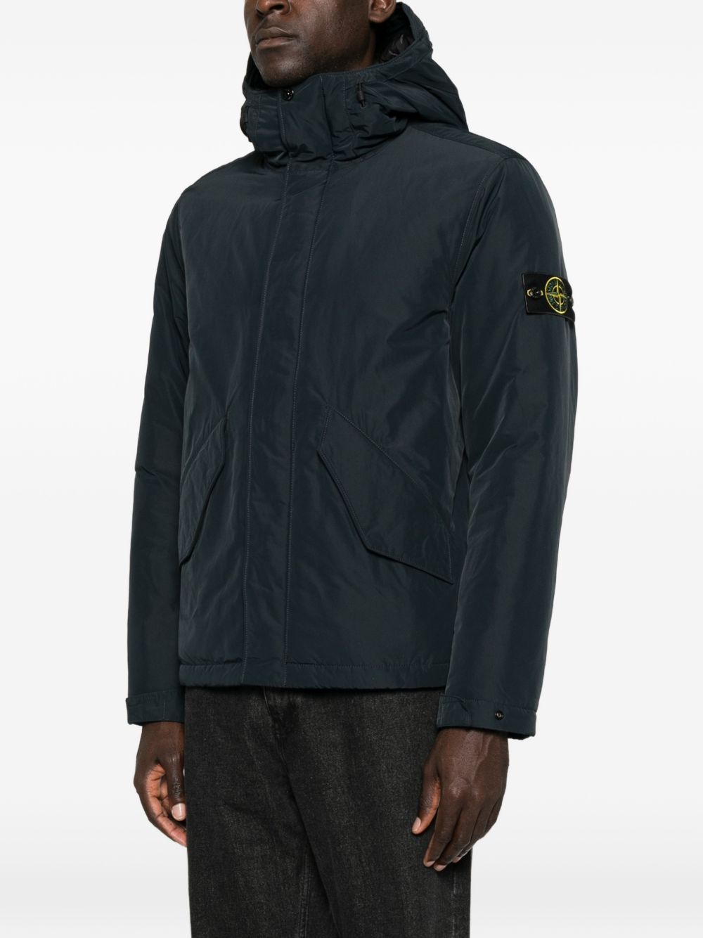 STONE ISLAND Giubbotto imbottito uomo blu notte con cappuccio