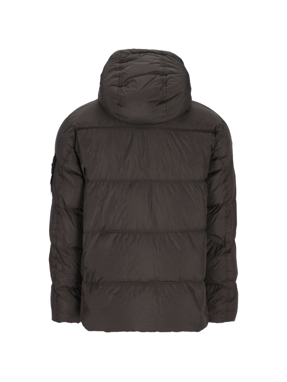 STONE ISLAND Giacca piumino trapuntata uomo marrone con cappuccio