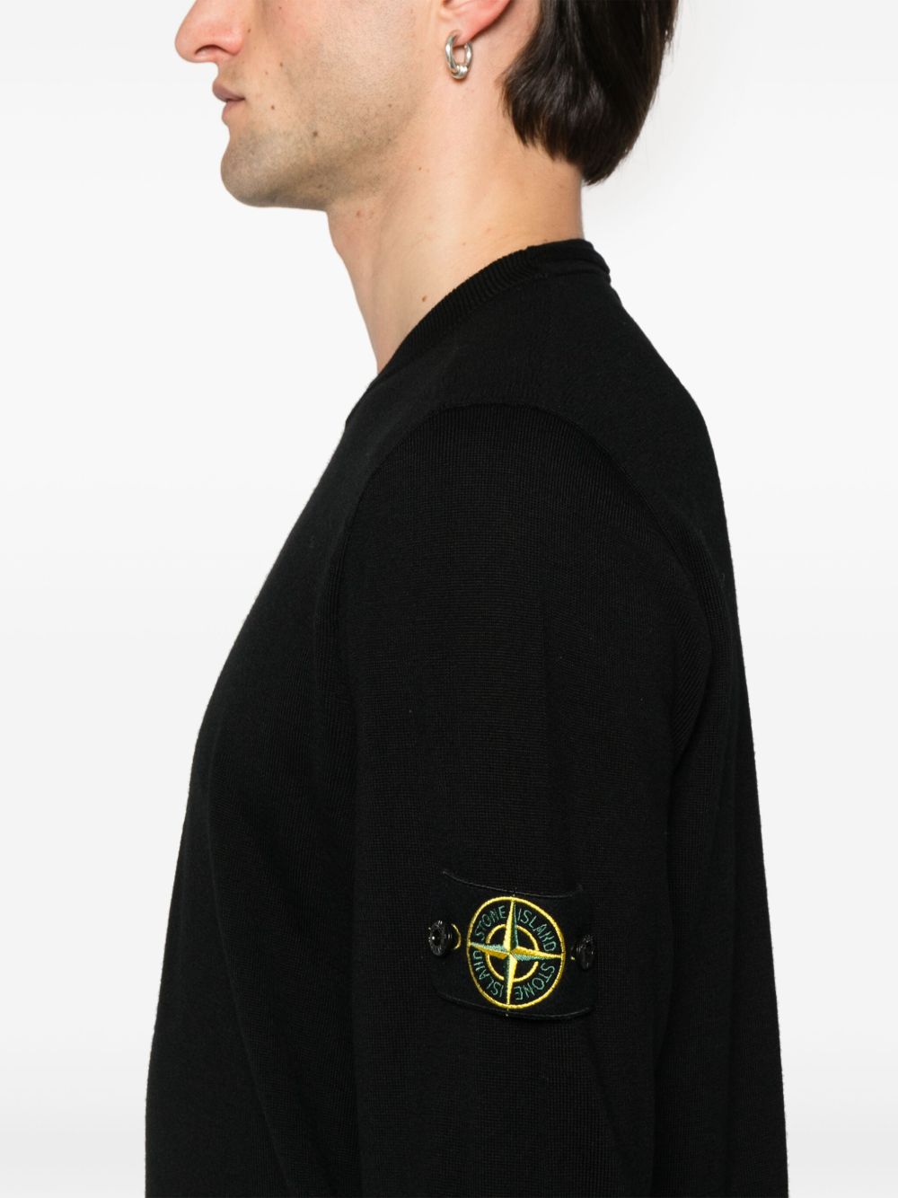 STONE ISLAND Maglione girocollo in lana nera
