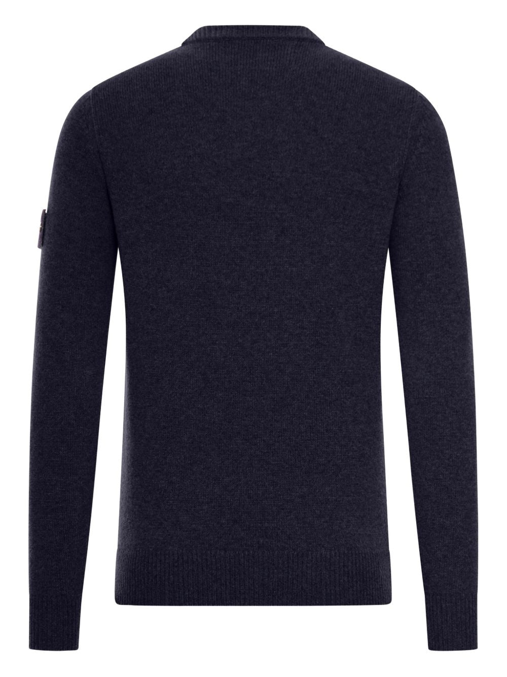 STONE ISLAND Maglia blu scuro in lana con patch logo