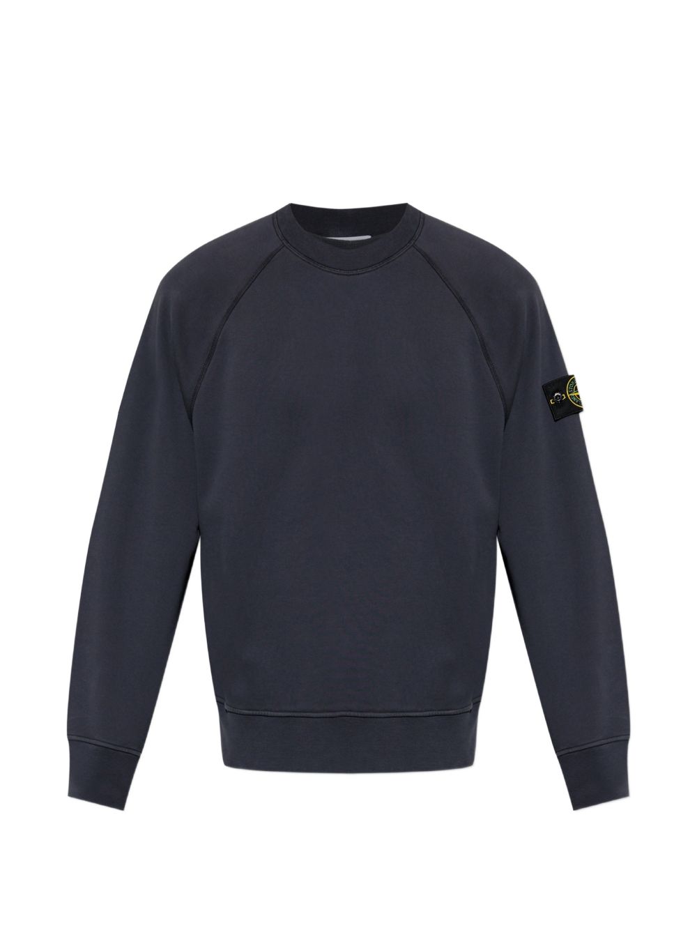 STONE ISLAND Felpa girocollo blu in cotone