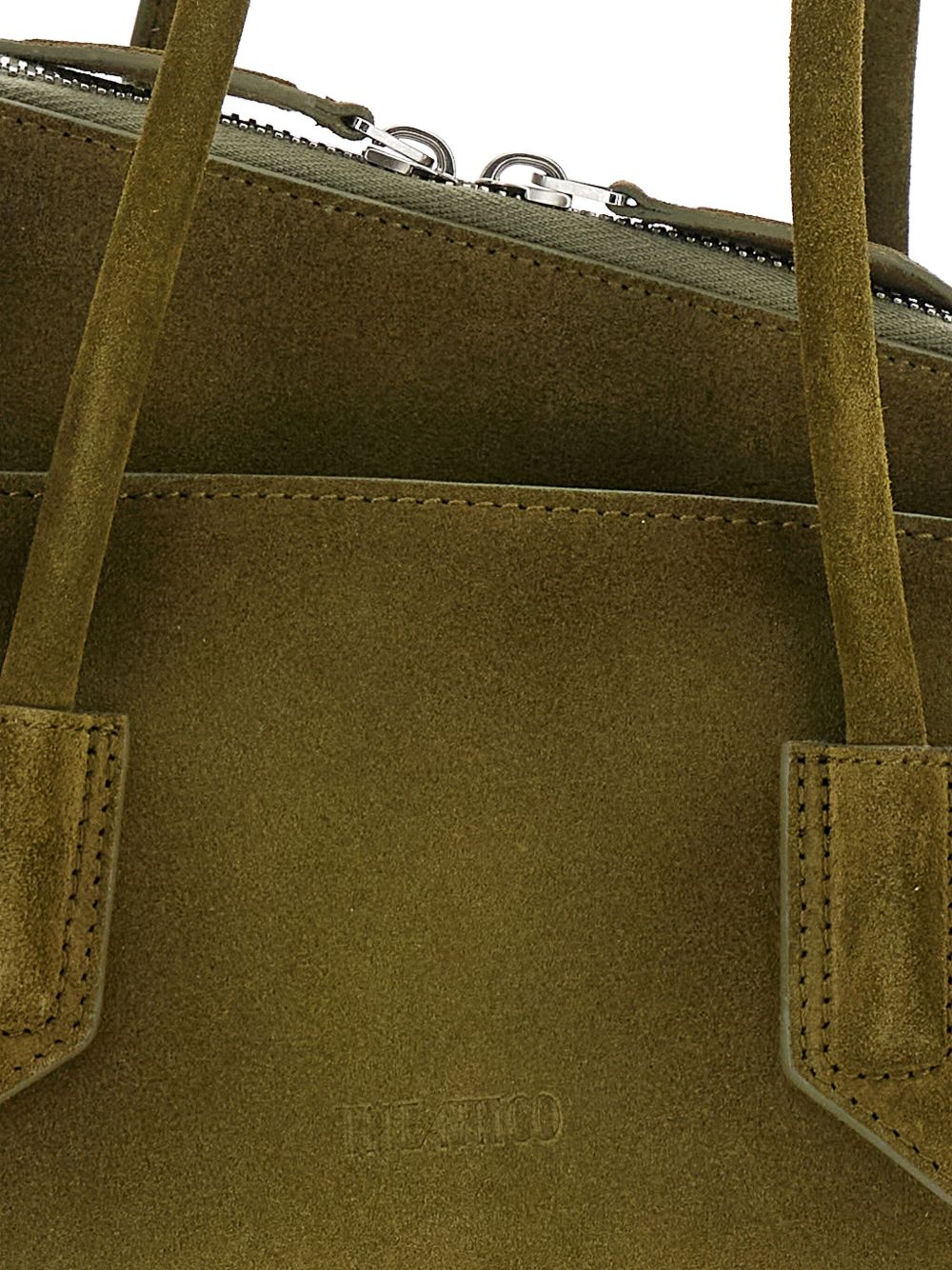 THE ATTICO Borsa a spalla La Passeggiata Small in suede verde oliva