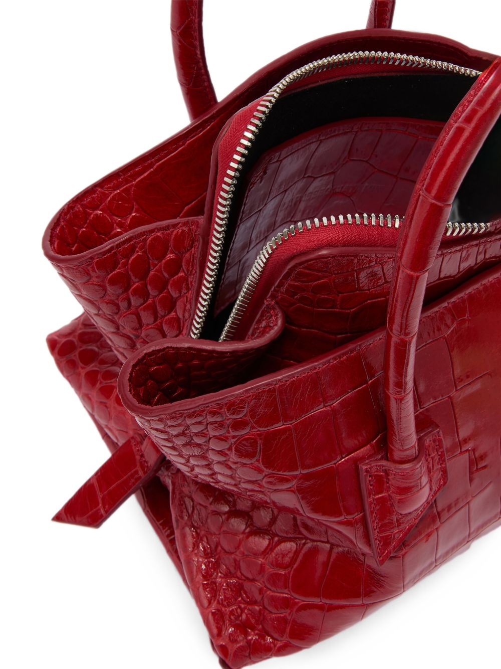 THE ATTICO Borsa a spalla La Passeggiata Mini rossa in pelle effetto cocco