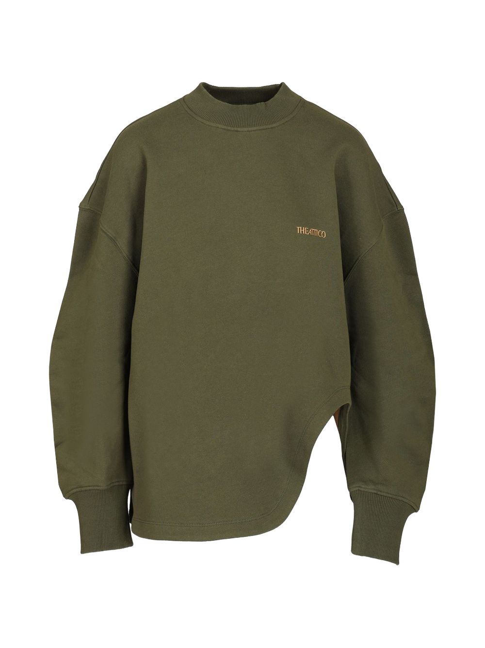 THE ATTICO Felpa verde oliva con logo ricamato e dettaglio cut-out