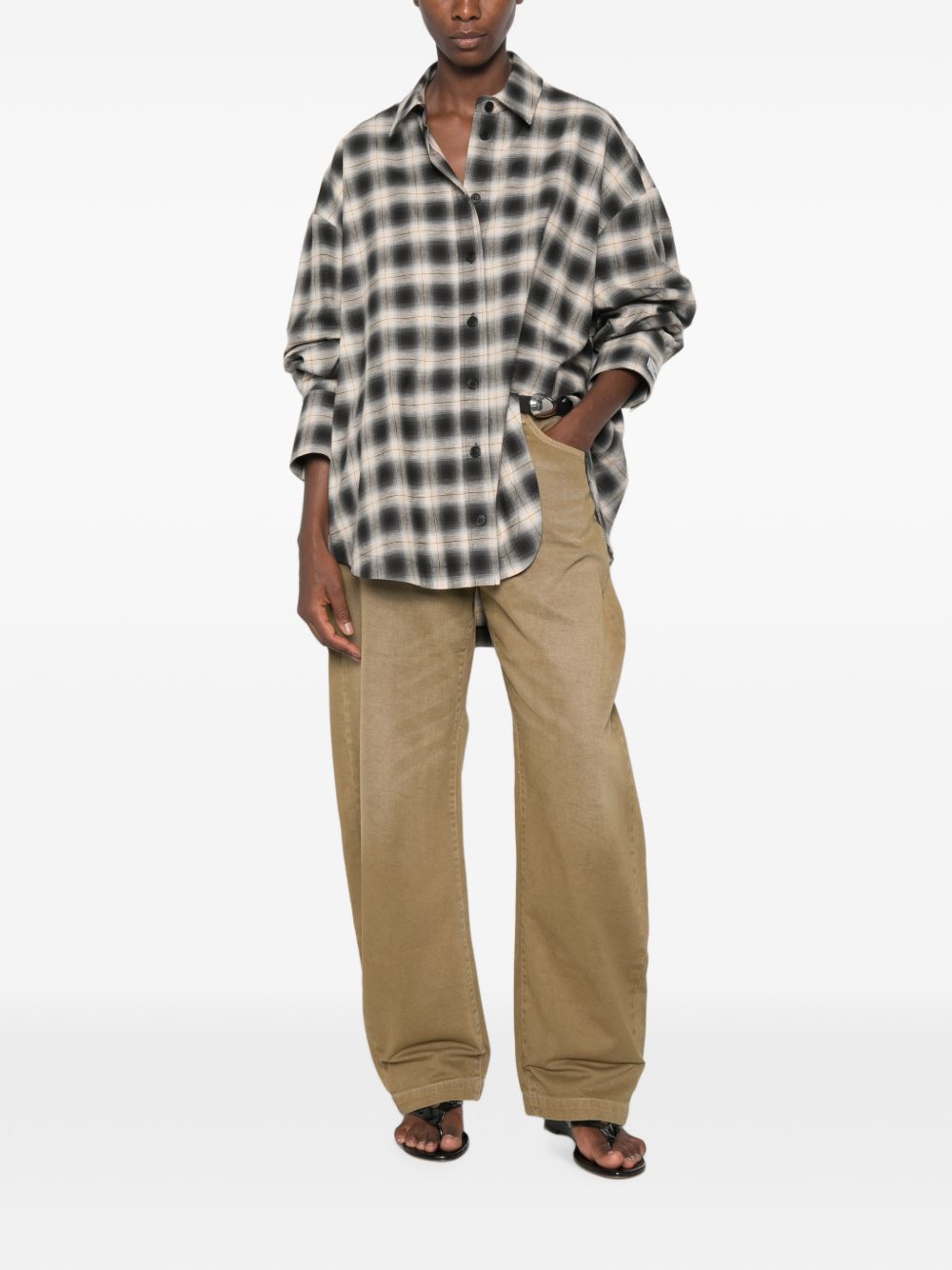 THE ATTICO Jeans Long Pants in denim lavato a vita alta