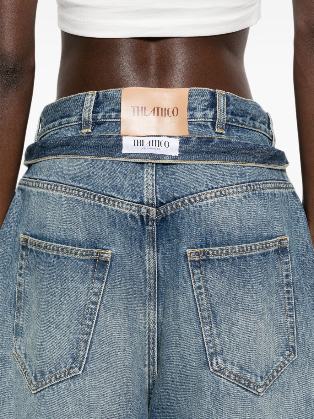 THE ATTICO Jeans barrel in cotone azzurro