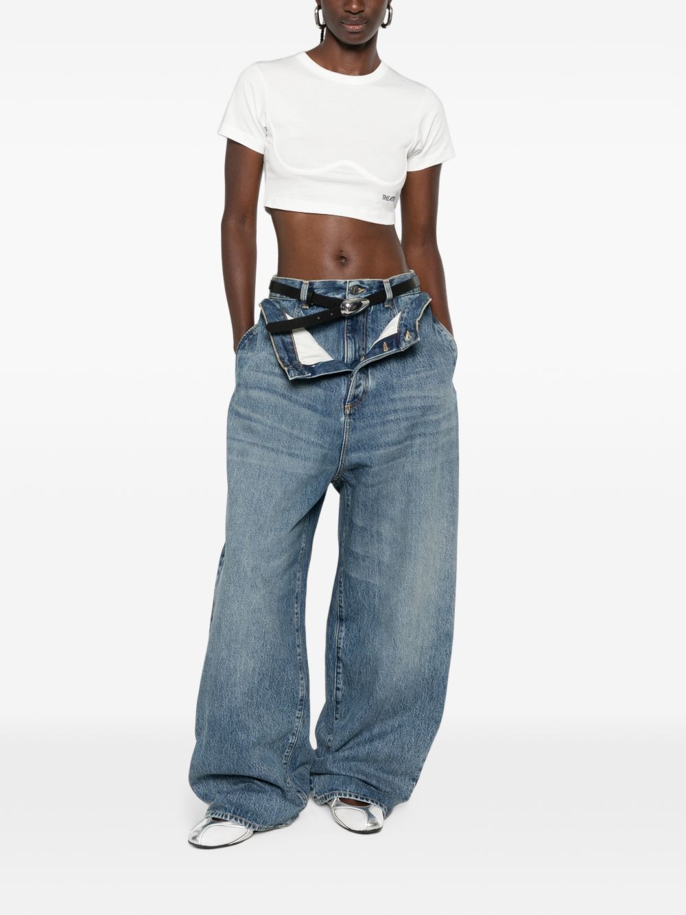 THE ATTICO Jeans barrel in cotone azzurro
