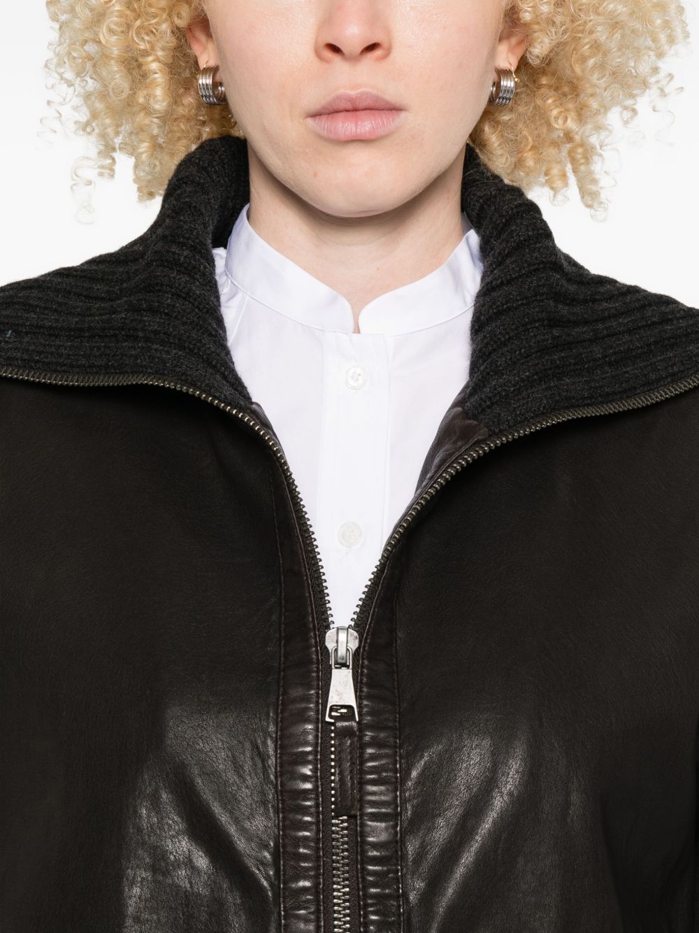 THE JACK AND JACKIE LEATHERS Giacca Fenice in pelle con colletto ampio