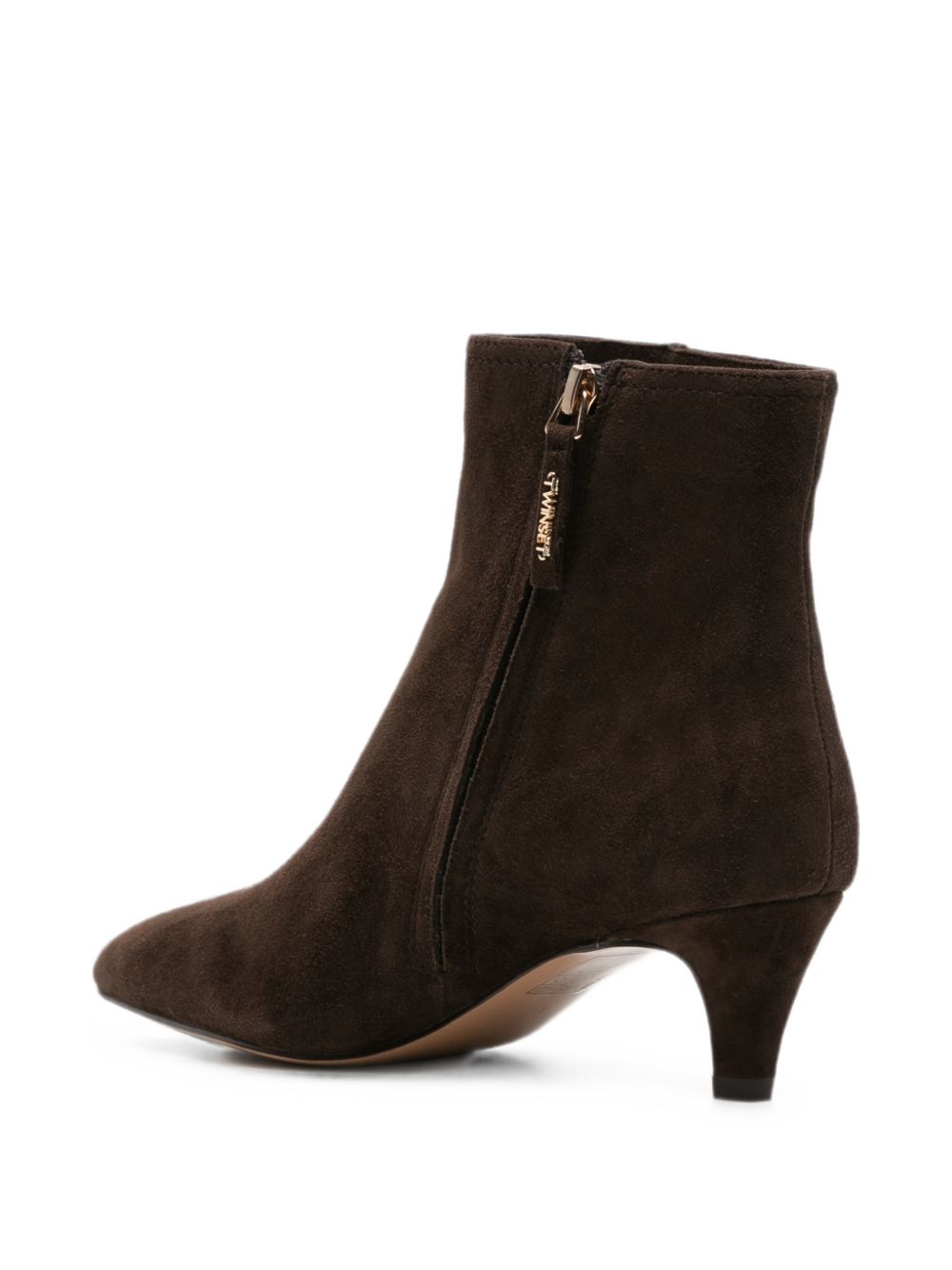 TWINSET Stivaletti marroni in suede ecopelle con tacco e punta stondata