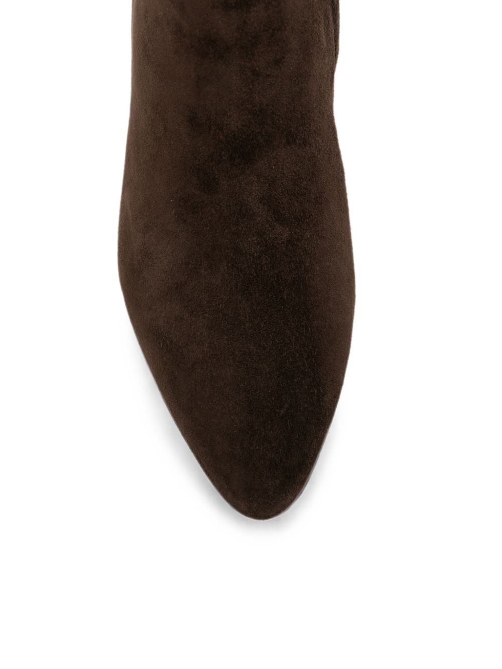 TWINSET Stivaletti marroni in suede ecopelle con tacco e punta stondata