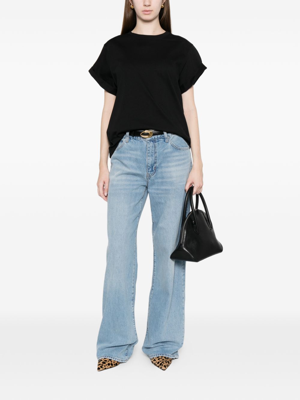 VICTORIA BECKHAM T-shirt Tilly in cotone nero con logo VB ricamato