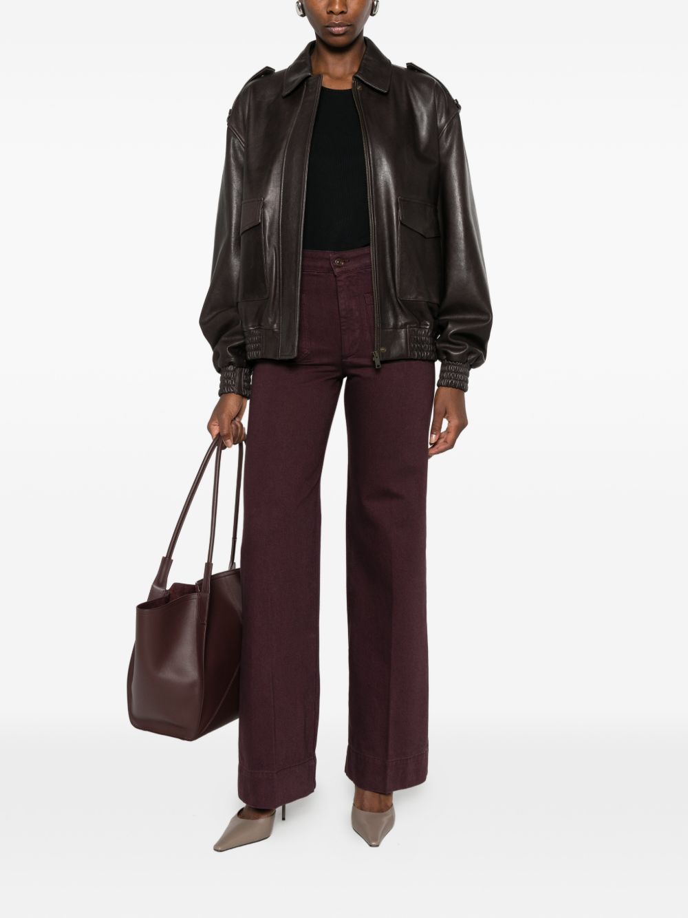 VICTORIA BECKHAM Jeans Alina in cotone bordeaux