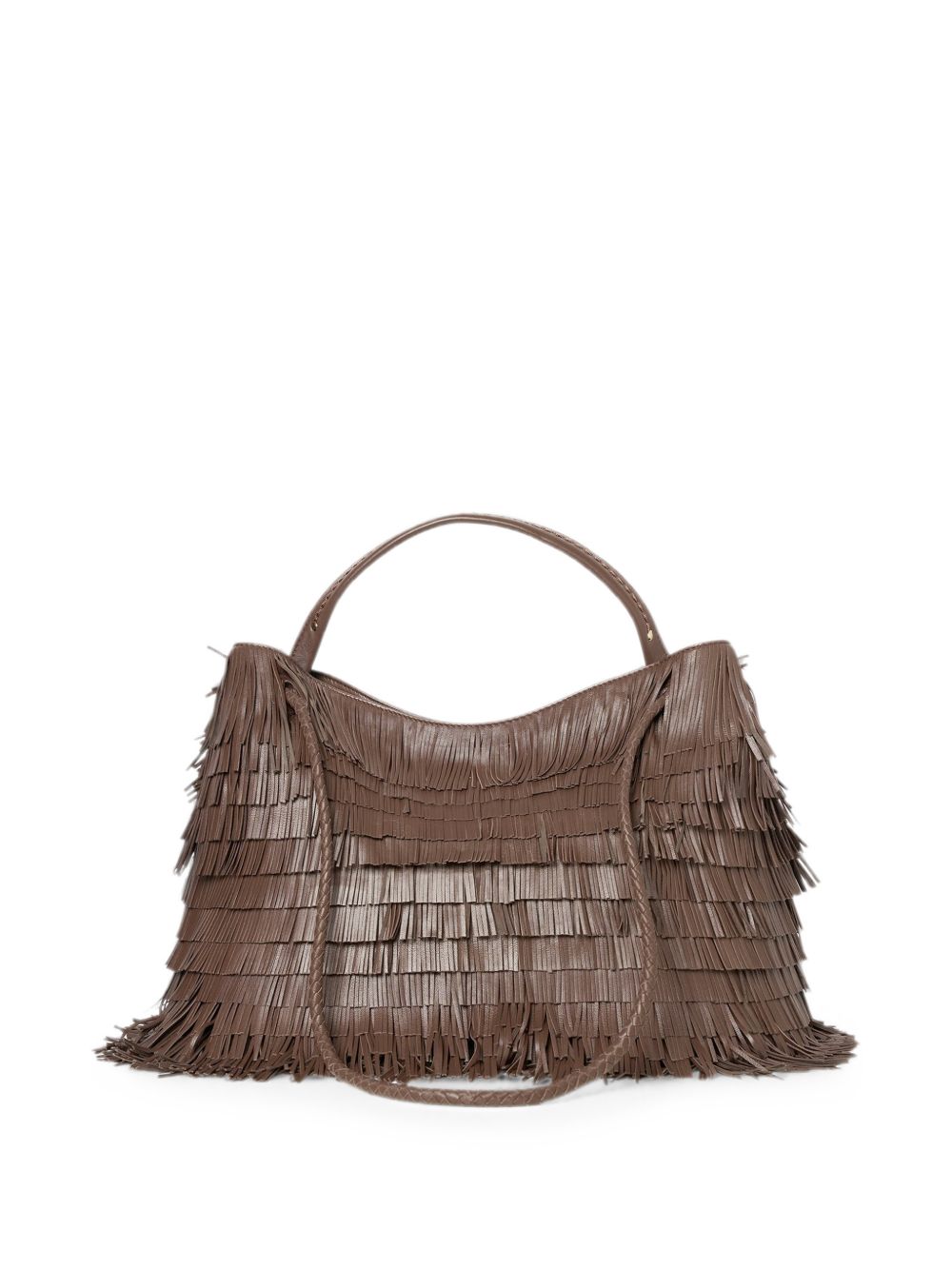 VISONA Borsa NAPPA CAFFÈ in pelle Nappa con frange all-over marrone