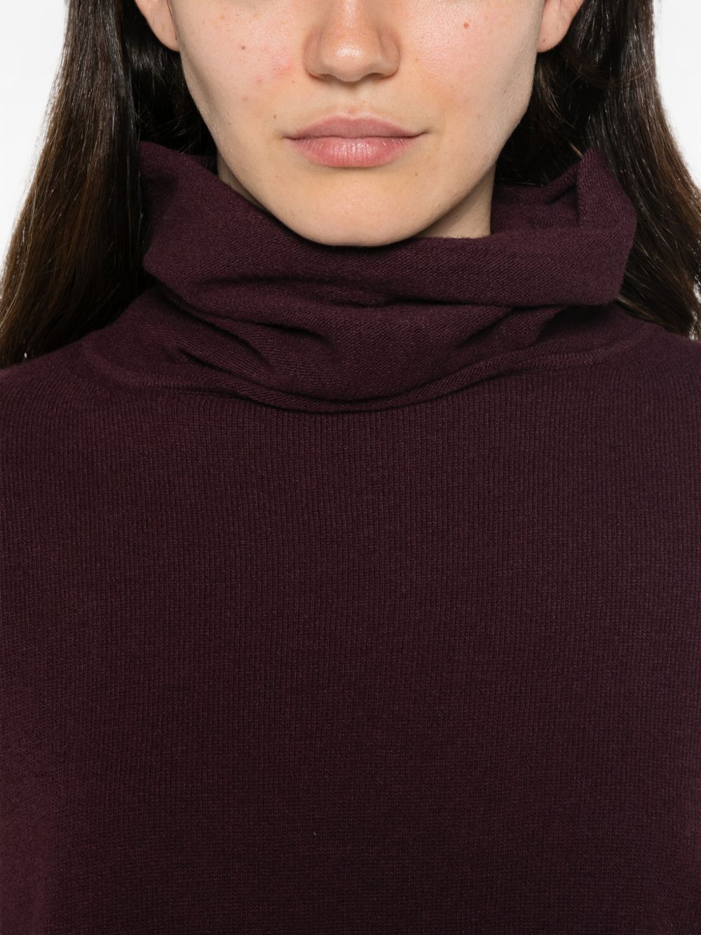 WHYCI Maglia a collo alto vinaccia in lana e cashmere