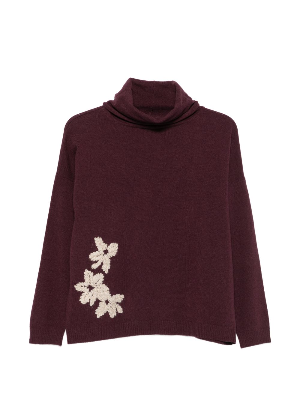 WHYCI Maglia a collo alto vinaccia in lana e cashmere