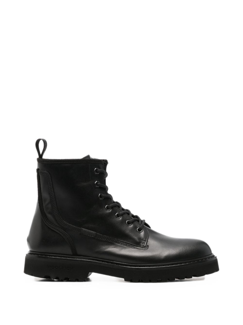 WOOLRICH Anfibi neri in pelle